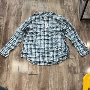 Izod Men's Plaid Button Down Shirt in Blue and Green